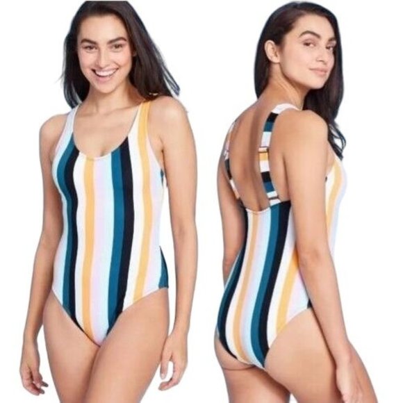 Kona Sol One Piece Swimsuit Size Small Womens Vertical Striped 238018914 - Picture 1 of 8